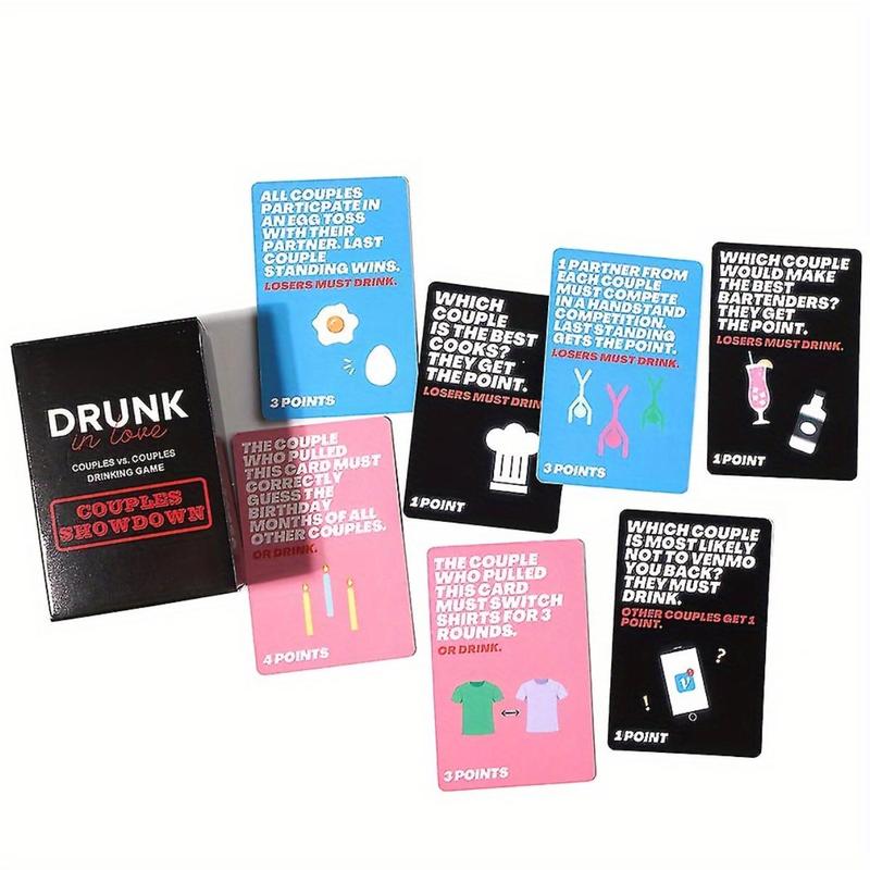 Drunk in Love Couples Drinking Game Card, 1 Set Entertaining Fun Games for Adults, Creative Small Gift, Holiday Party Fun Game Box and Gift