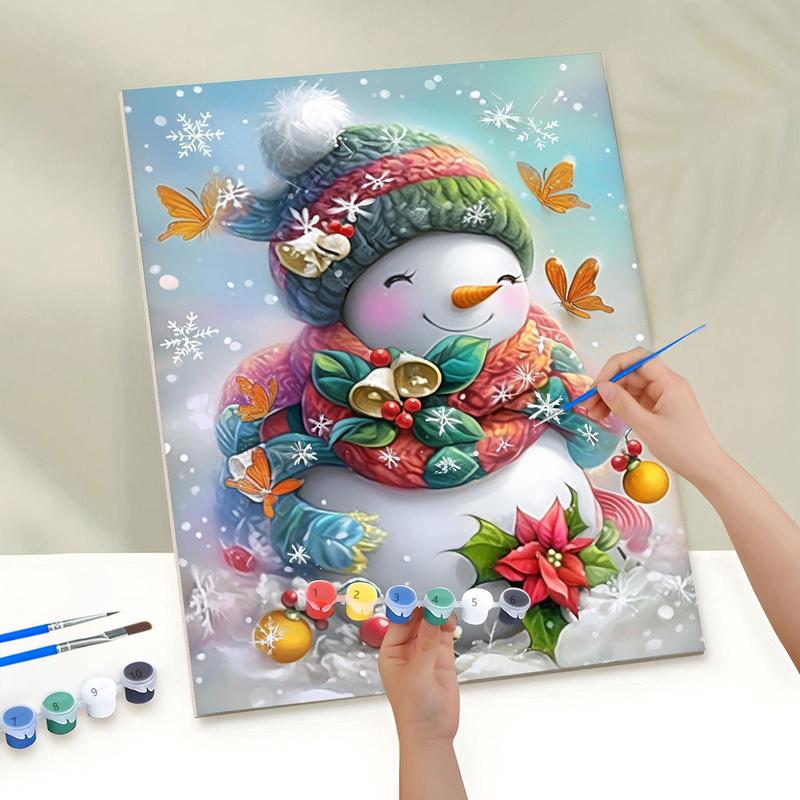 Snowman Pattern DIY Painting By Numbers Kit, 1 Set DIY Paint By Numbers Kit without Frame, DIY Wall Art Painting for Home Bedroom Living Room