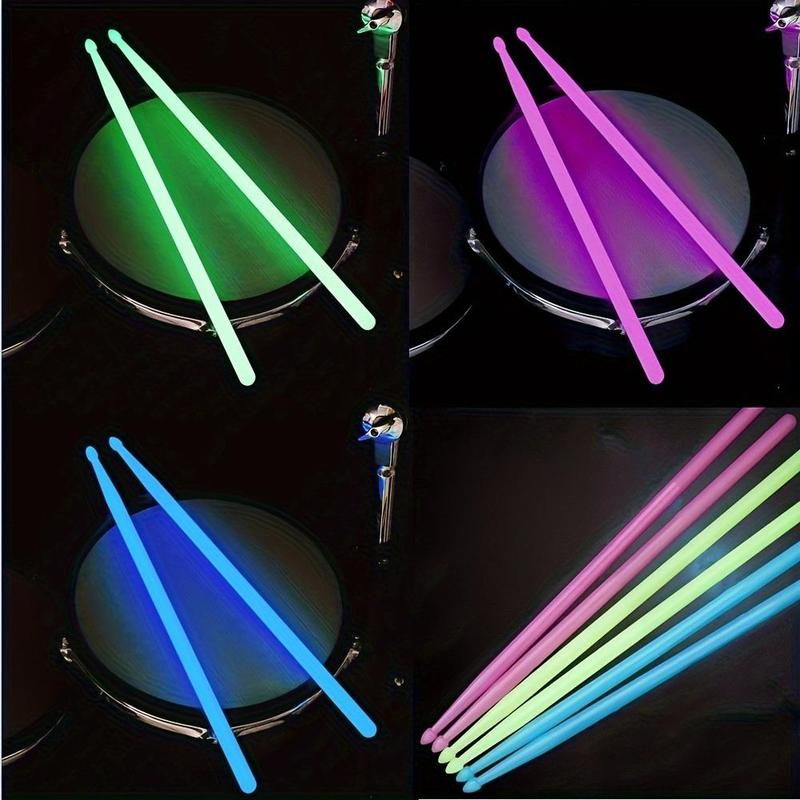 Luminous Drum Sticks, 1 Pair Classic Water Drop Tip Nylon Glowing Drum Sticks, Ideal Accessories for Beginners Stage Performers