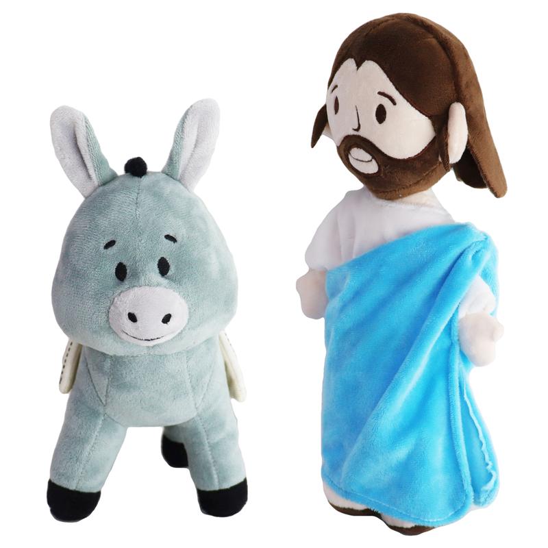 Yelakey Jesus Rides a Donkey Plush Toy stuffed toys plushies for kids children, 11.8in Jesus, 9.8in Donkey, Soft and Safe,  Lovely Religious Gift for Kids, Christian Baptism Gift,Thanksgiving Christmas Gift