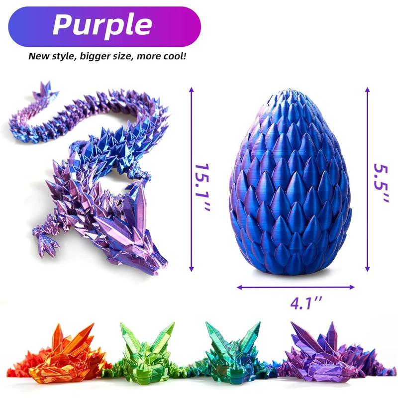 2024 new fashion play cool gorgeous dragon egg 15-inch crystal dragon, surprise egg, Hinge dragon, 3D printed dragon egg, executive home office decoration toys, children's gift toys