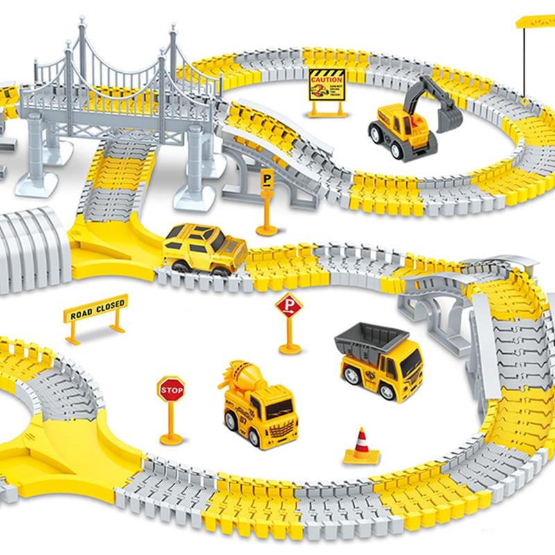 Electric Engineering Track Car Toy, 345pcs set Construction Track Car Toy without Battery, Birthday Gift