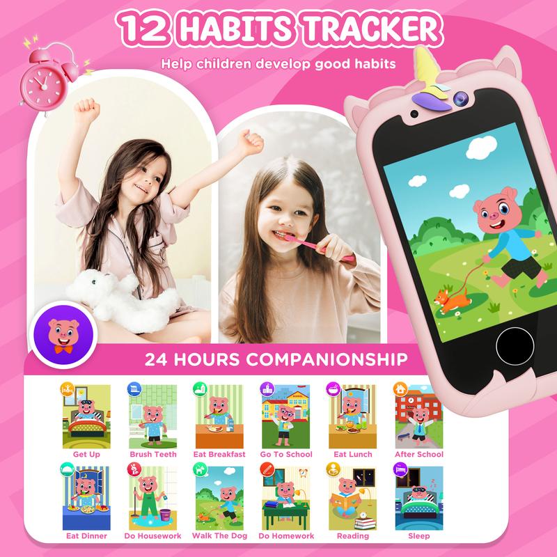 Kids Smart Phone Girls Toy: Christmas Birthday Gifts for Girls Age 3-10 - Working Real Play Cell Phone - Toddler Toy Learning Phone (Pink)