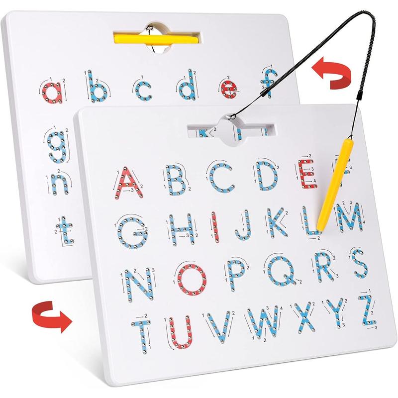 Double Sided Magnetic Letter Board - 2 in 1 Alphabet Magnets Tracing Board  ABC Letters Uppercase & Lowercase Practicing Learning Toys