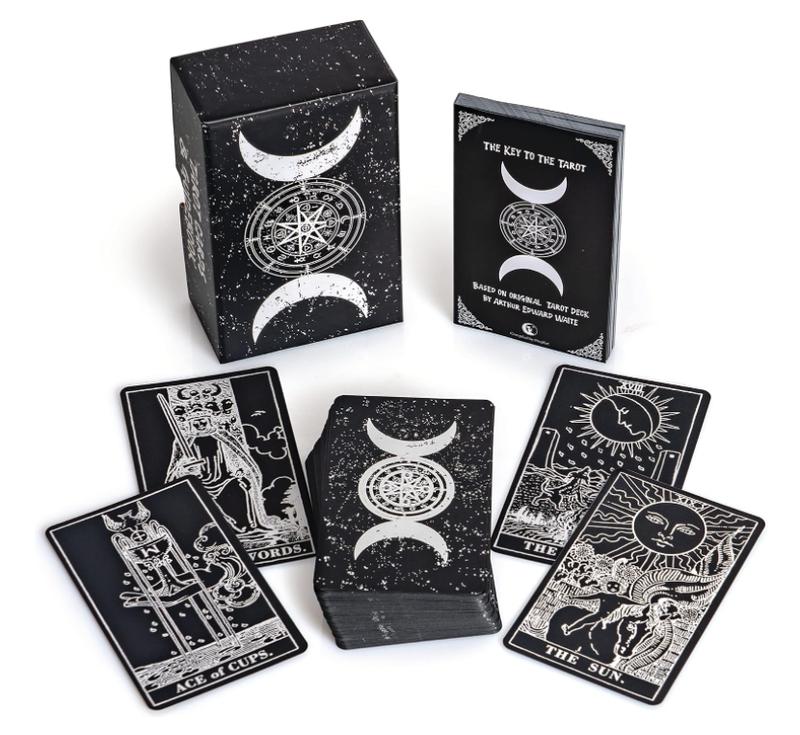 Silver Foil Tarot Cards Deck,78 Original Tarot Cards Fortune Telling Game with Guide Book for Beginners Tarot Cards Standard Size4.75 x 2.76 (Black)