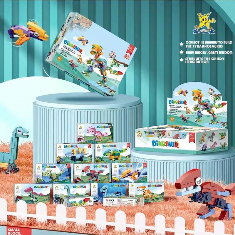 12 in 1 Pre Filled Dinosaur Building Block Set-12 Pcs Mini Building Blocks  STEM Building Blocks  Classroom Prize  Party Favor Birthday Carnival Prizes