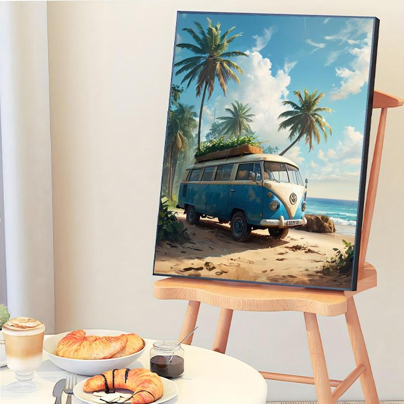 Beach Scene Pattern DIY Painting By Numbers Kit Without Frame, 1 Set DIY Paint By Numbers Kit, Wall Art Decoration for Home Living Room Bedroom