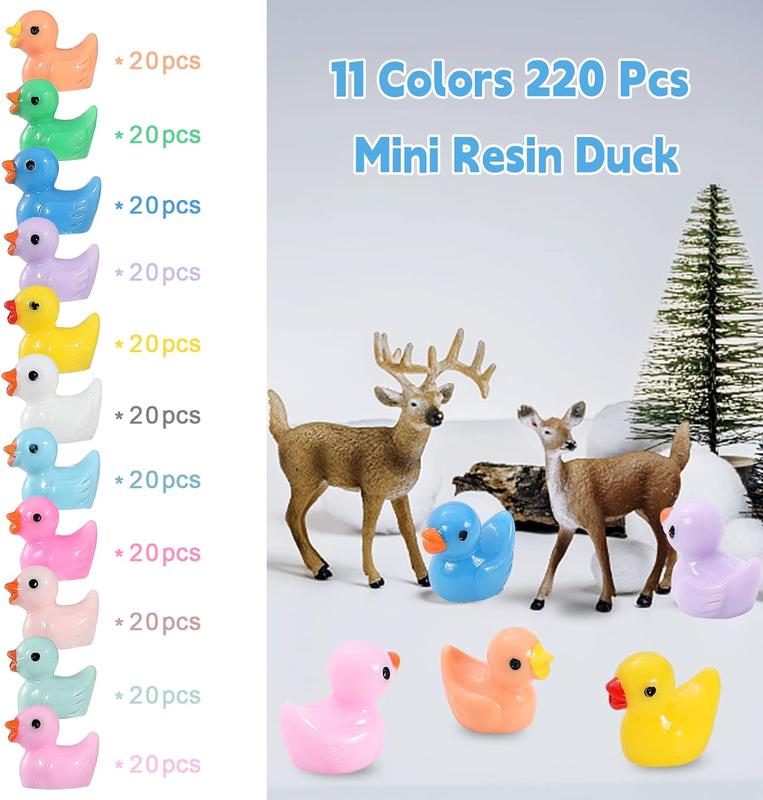 Mini Ducks 220 Pack Tiny Duck Figurines Bulk for Dollhouse Decor Accessories