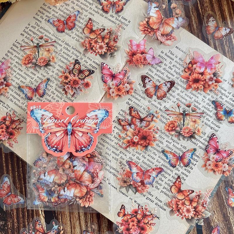 Butterfly Pattern Sticker, 30pcs pack Scrapbooking & Journal Making Material Paper, DIY Decorative Sticker For Stationery Computer Water Bottle