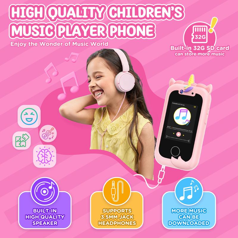 Kids Smart Phone Girls Toy: Christmas Birthday Gifts for Girls Age 3-10 - Working Real Play Cell Phone - Toddler Toy Learning Phone (Pink)