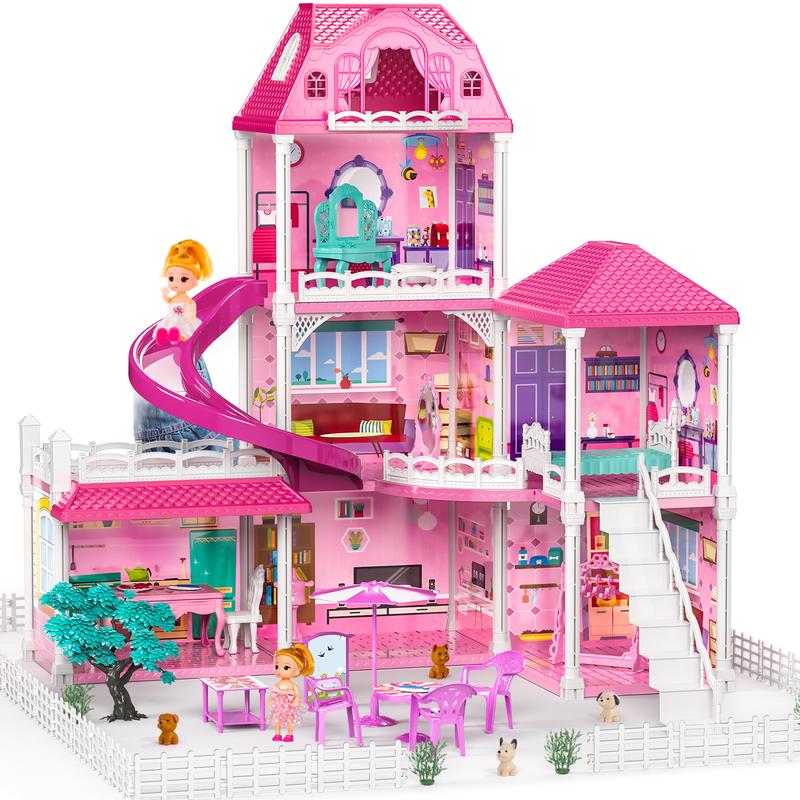 Luxury DollHouse Toys  - 3-Story 6 Rooms Dollhouse with 2 Dolls Toy Figures, Dollhouse  Toys