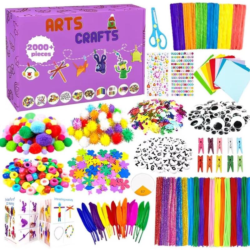 3000Pcs DIY Arts and Crafts Supplies Kit for Kids - Kids Craft Kits Art Supplies Material Set with Pipe Cleaner All in 1 Crafts for Kids Activity Gifts Toys for Girls Boys Age 4-6, 6-8, 8-12 years