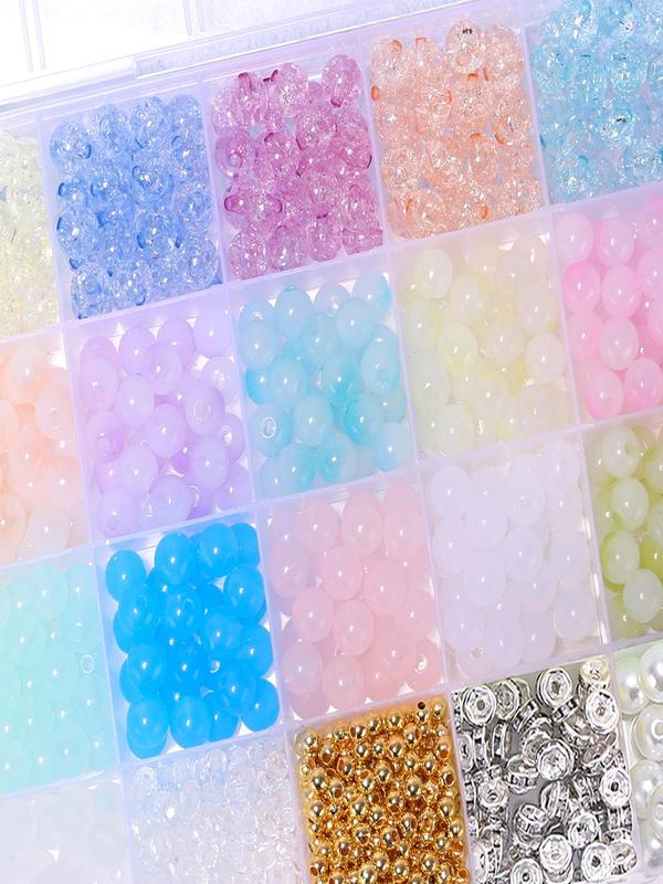 Cute Beads for Bracelet Making Kit, Faux Pearls Beads, Flower & Heart Design Beads, Mixed Color Beads for Jewelry Making, Diy Jewelry Making Supplies for Girls