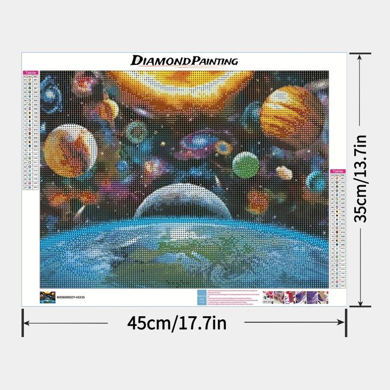 Space Planet Pattern DIY Diamond Painting Kit Without Frame, 1 Count Artificial Diamond Painting by Numbers Kits, Home & Office Wall Craft Decoration