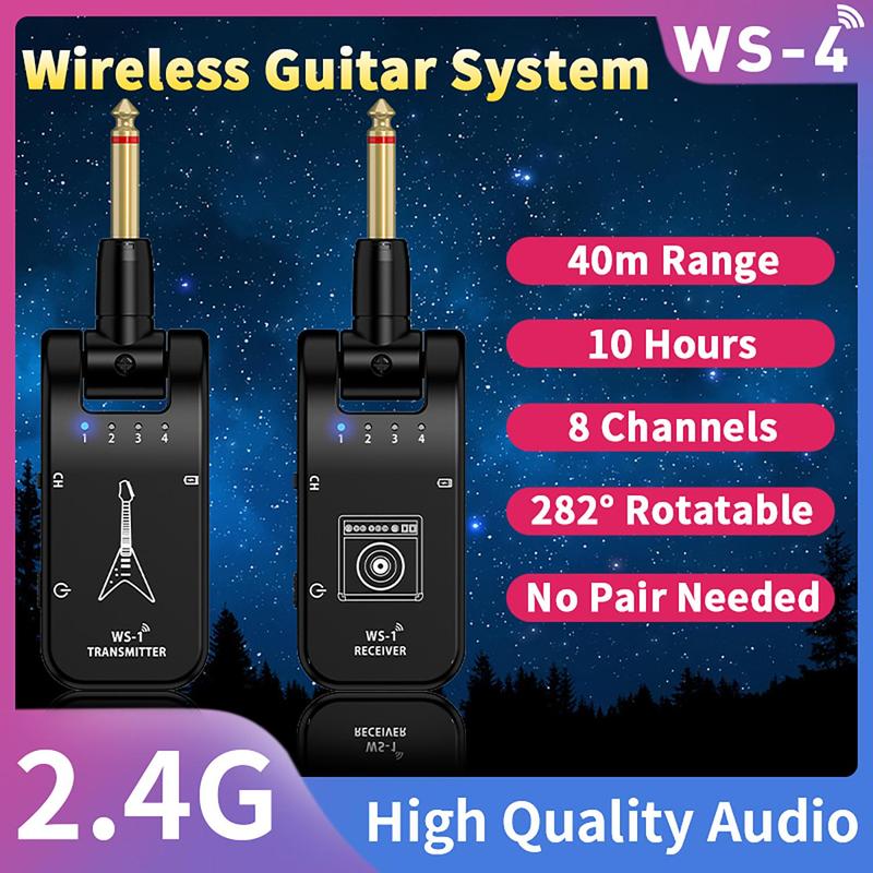 2.4G Wireless Guitar Transmitter Receiver, Wireless Audio Transmission Device, Musical Instrument Accessories for Guitar, Bass, Trumpet, Stocking Fillers Gift