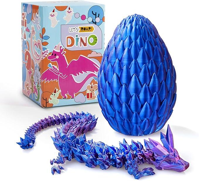 3D Printed Dragon,Dragon Eggs with Dragon Inside,Dragon Egg Toy,12'' Full Articulated Crystal 3D Dragon for Children's Day Gift & Birthday Gift,Halloween