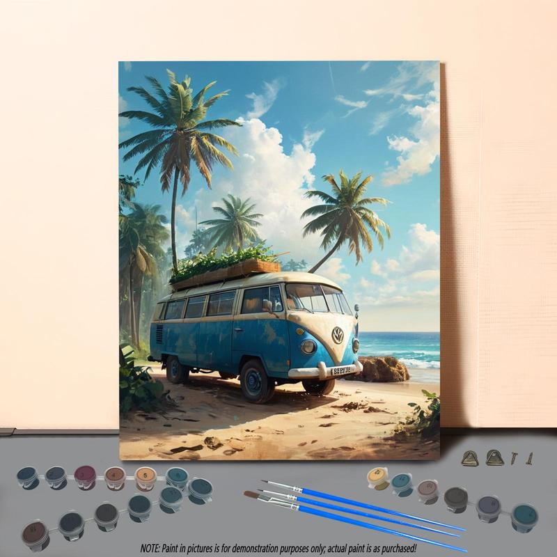 Beach Scene Pattern DIY Painting By Numbers Kit Without Frame, 1 Set DIY Paint By Numbers Kit, Wall Art Decoration for Home Living Room Bedroom