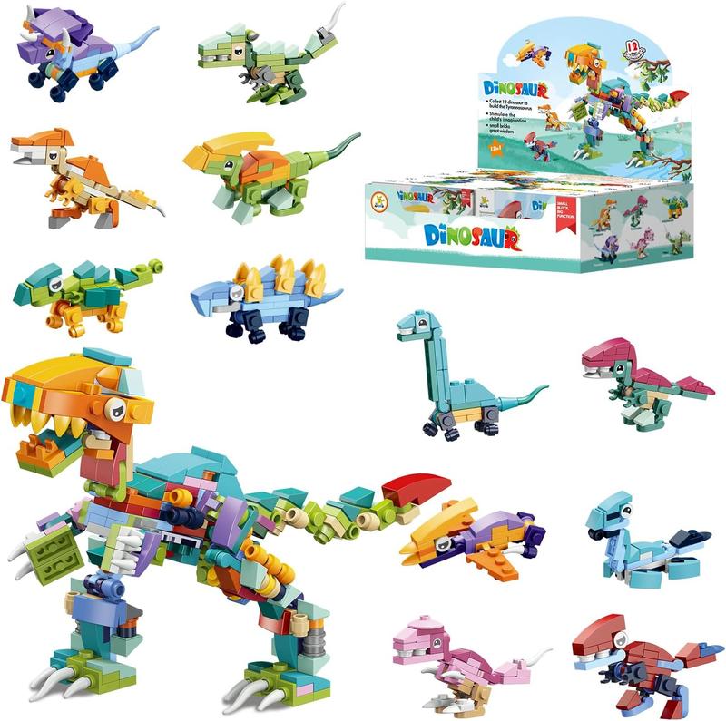 12 in 1 Pre Filled Dinosaur Building Block Set-12 Pcs Mini Building Blocks  STEM Building Blocks  Classroom Prize  Party Favor Birthday Carnival Prizes