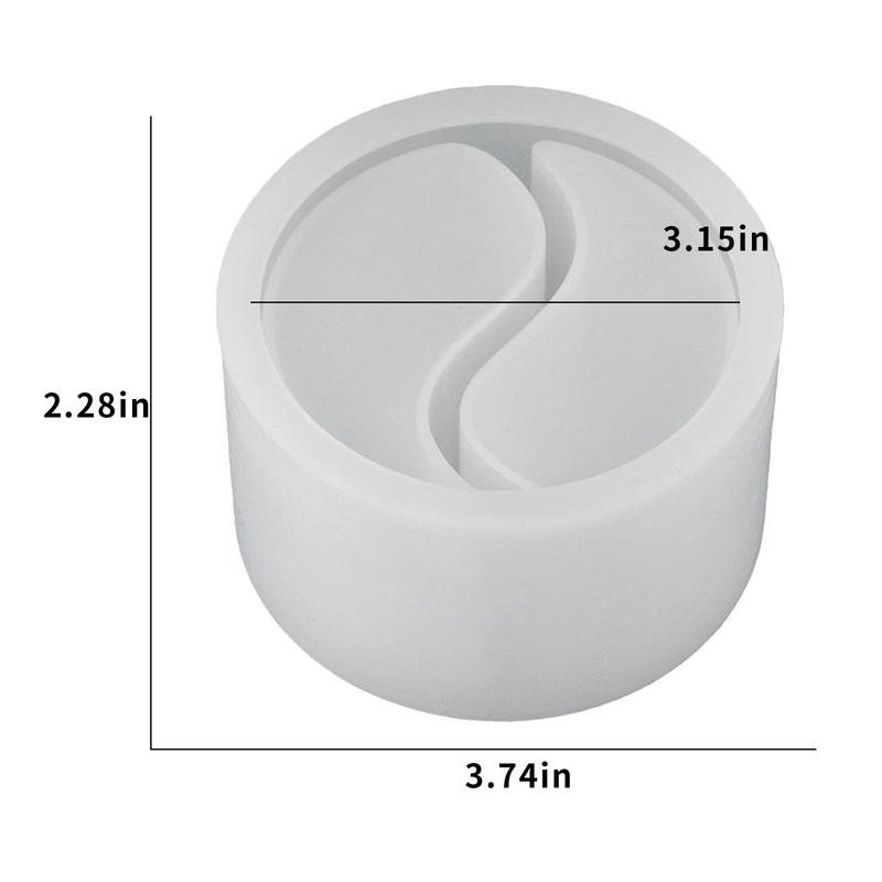 Tai Chi Candle Holder Silicone Mold Yin Yang Candle Vessels Resin Concrete Cement Mold Unique Silicone Resin Jar Box Container Storage Mold DIY Jewelry Trinket Holder Succulent Pot Decoration