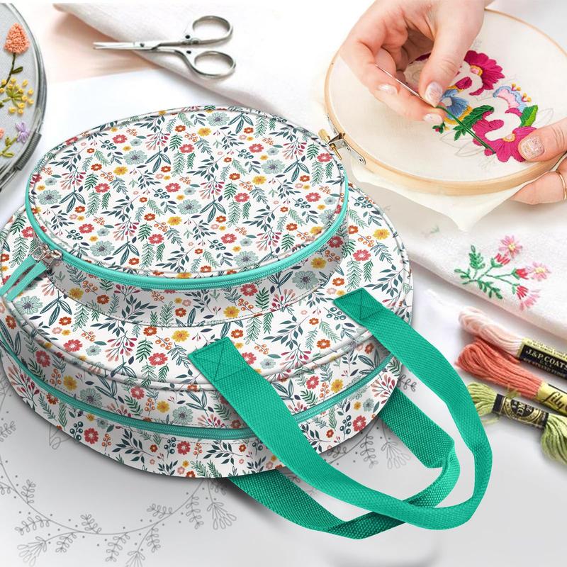 [Bag Only] Embroidery Supplies Storage Carrying Tote Bag with Multiple Pockets for Embroidery Floss, Embroidery Hoops, Thread, Stitch Tools Kit