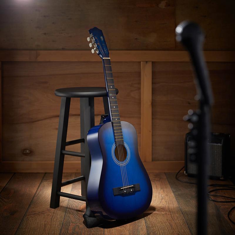 38-Inch Beginner Acoustic Guitar Starter Package, Blue - Zini US