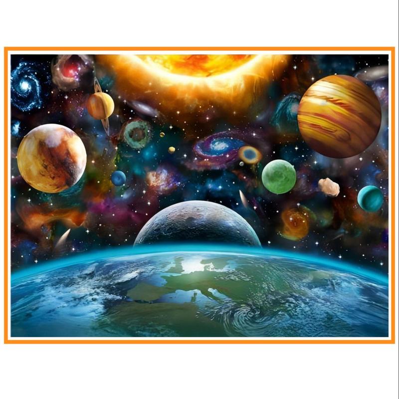 Space Planet Pattern DIY Diamond Painting Kit Without Frame, 1 Count Artificial Diamond Painting by Numbers Kits, Home & Office Wall Craft Decoration