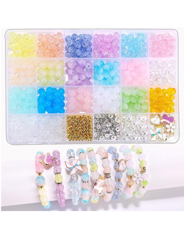 Cute Beads for Bracelet Making Kit, Faux Pearls Beads, Flower & Heart Design Beads, Mixed Color Beads for Jewelry Making, Diy Jewelry Making Supplies for Girls