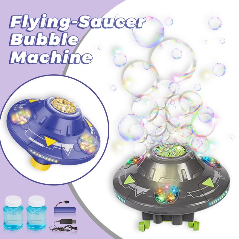 Flying-Saucer Bubble Machine with switchable music - Purple and Gray Glowing Rechargeable Version - Perfect Christmas Gift for Kids