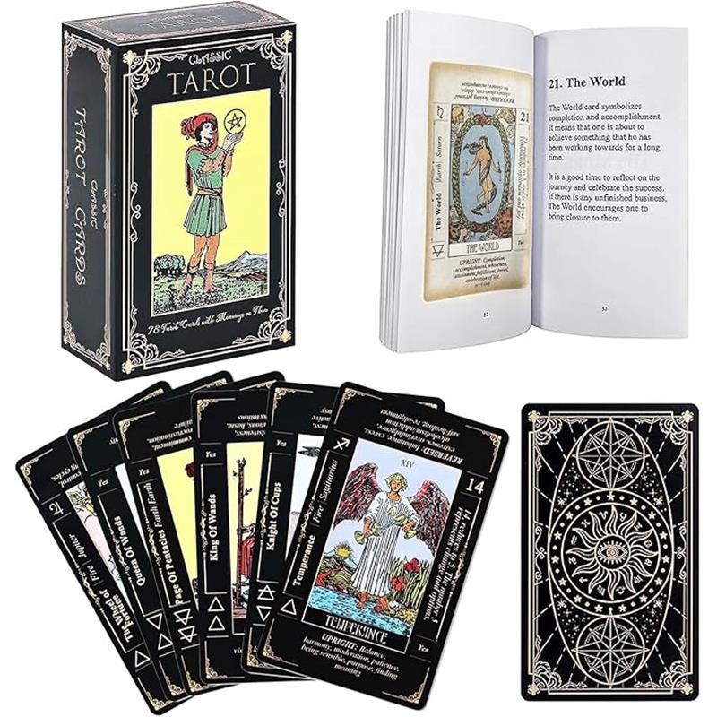 Tarot Cards Set, Tarot Cards for Beginners with Meanings on Them，Tarot Cards with Guide Book for Beginners