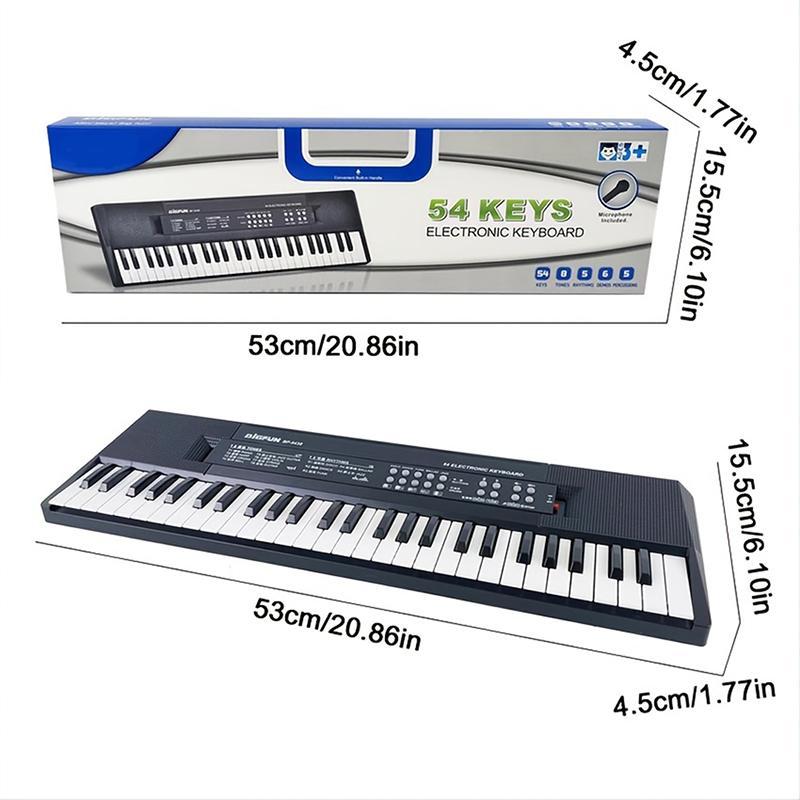 54 Keys Electric Piano Keyboard with Microphone, 1 Count Early Education Digital Music Teaching & Learning Toys Piano Instrument Toy for Kids, Musical Keyboard & Piano Toy