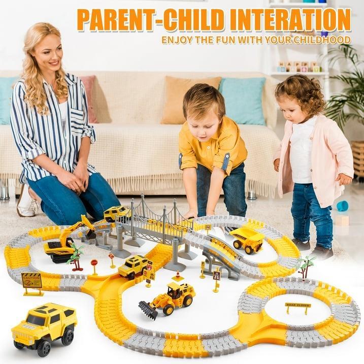 276 PCS Construction Race Track Toys for Kids Boys : Trucks, Cars, Excavator