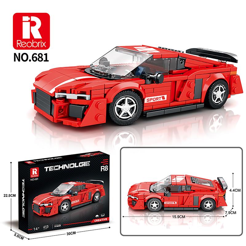 Reobrix R8 Supercar Building Set, Super Race Vehicles Building Toy Birthday Gifts for Kid Aged 6+. (413PCS)