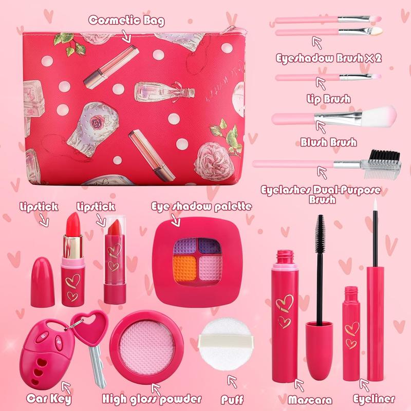 Pretend Makeup Kit for Girls,Makeup Set for Makeup Kit with Fake Makeup Set, Car Key & Make up Toy