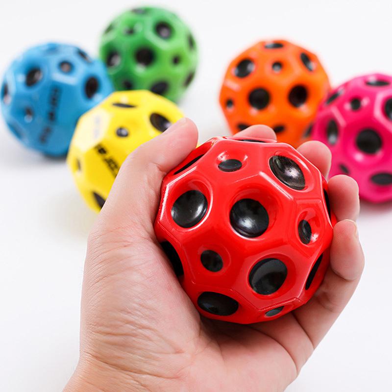 Useful Hole Ball Soft Bouncy Ball Anti-fall Moon Shape Porous Bouncy Ball Kids Indoor Toy Relif Stress