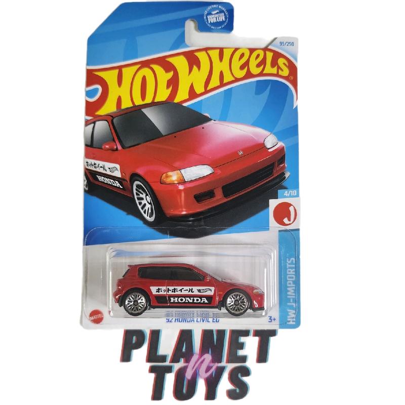 Hot Wheels '92 Honda Civic EG 95 250 HW J-Imports 4 10 1:64 Diecast Car Collectible honda civic