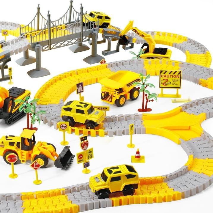 276 PCS Construction Race Track Toys for Kids Boys : Trucks, Cars, Excavator