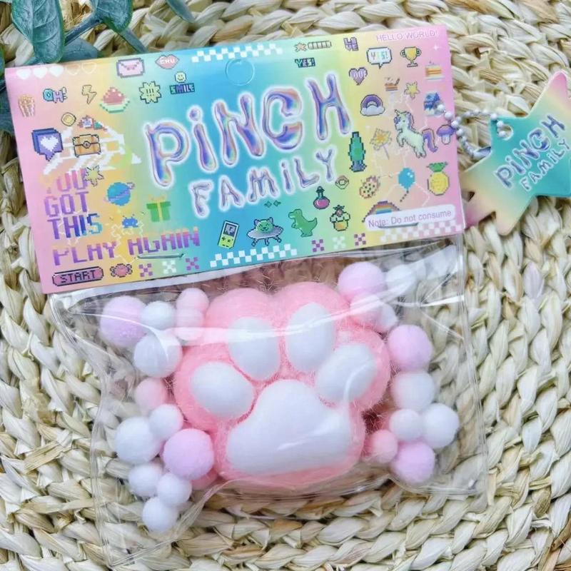 Funny Gift Squeeze Toy Squeeze Cat Paw Toys Mini Kawaii Plush Cat Paw Silicone Small Cats Paw Cute Pink Cat Foot