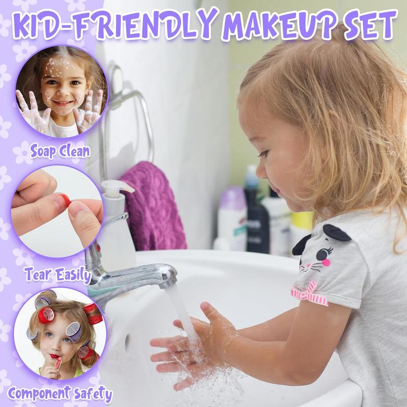 Kids Makeup Kit for Girl, Washable Makeup Set Toy with Real Cosmetic Case for Little Girls, Pretend Play Makeup Beauty Set Birthday Make Up Toys for Age 3 4 5 6 7 8 9 10 11 12 Years Old Girl Gifts