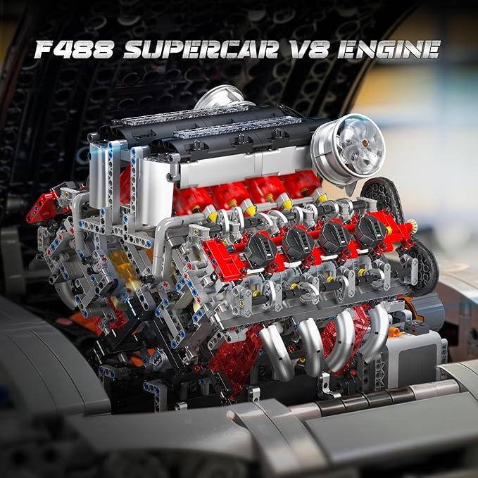 Mould King 10130 V8 Engine Model Kit - Build Your Own STEM V8 Engine for Adults - 8-Cylinder 3.9-Liter Twin-Turbo Engine Construction Set