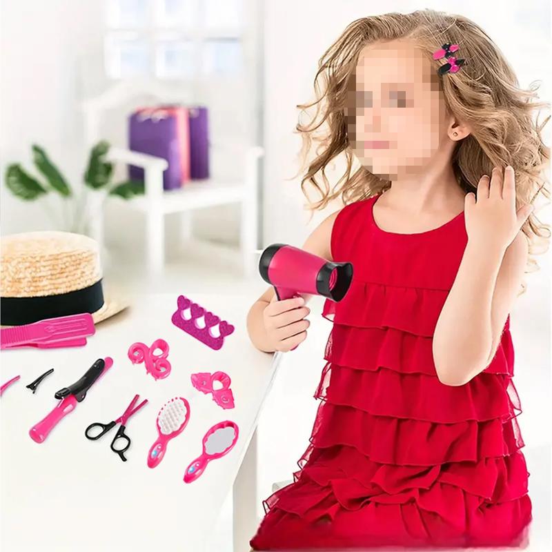 Pretend Play Hair Salon Set for Little Girls, Girl Makeup Hair Salon Kit, Toys Doll Accessories, Kids Hair Salon Playset Toys for Girls Christmas Birthday Gifts Ideas