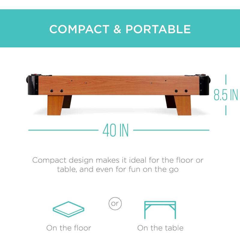 40in Portable Tabletop Air Hockey Arcade Table for Game Room w  100V Motor, Electric Fan, 2 Strikers, 2 Pucks
