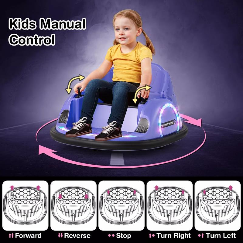 Kids Ride on Bumper Car, 12V  Electric Bumping Car w  Remote Control, Wireless Connection, Flashing Lights, Music, Sounds & 360 Degree Spin, Baby Riding Bumping Toy, Gift for Toddlers 18+ Months Old