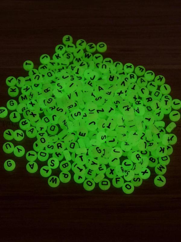 Glow in the Dark Letter Detail Bead (1 Box), Luminous Bead, DIY Jewelry Making Supplies for Bracelet & Necklace