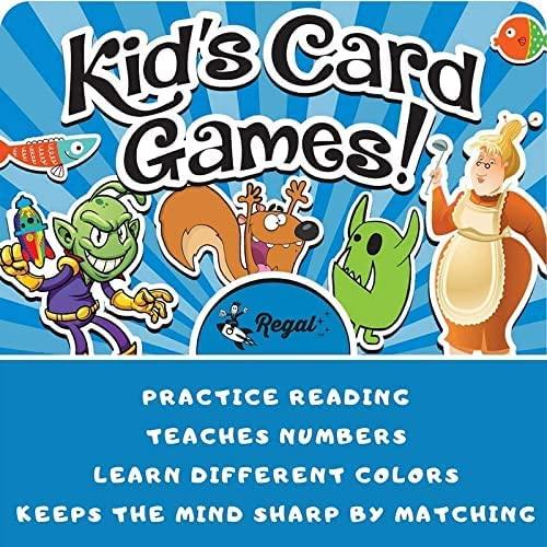 Regal Games Card Games for Kids - Go Fish, Crazy 8's, Old Maid, Slap Jack, Monster Memory Match - Games May Vary (6 Set)