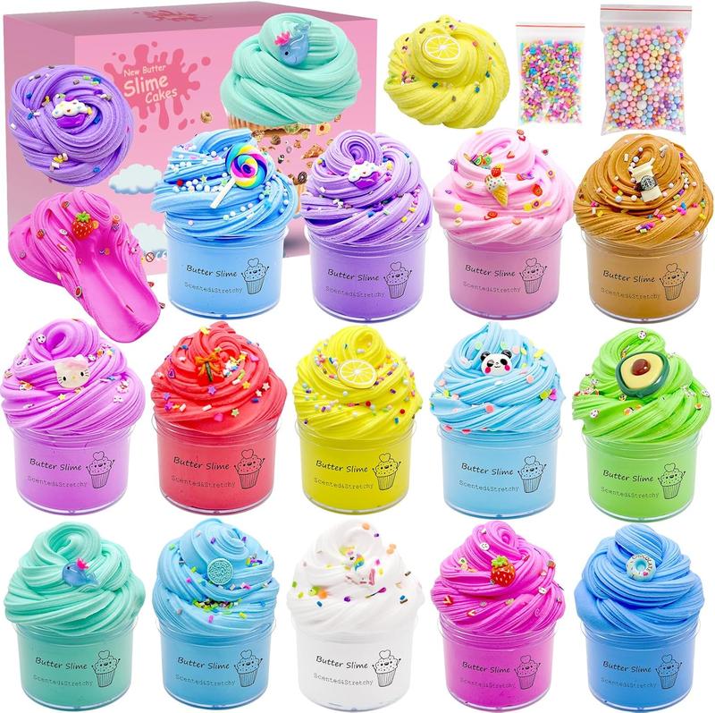 HOT SALE!!! 14 Packs Butter Slime Kit, Soft & Non-Sticky, Birthday Gifts for Girl and Boys, Christmas Stocking fillers