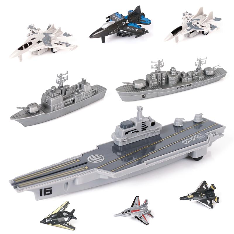 Aircraft carriers, military naval vessels, army fighter jets, jet toys, small model planes, submarines, toy sets suitable for kids