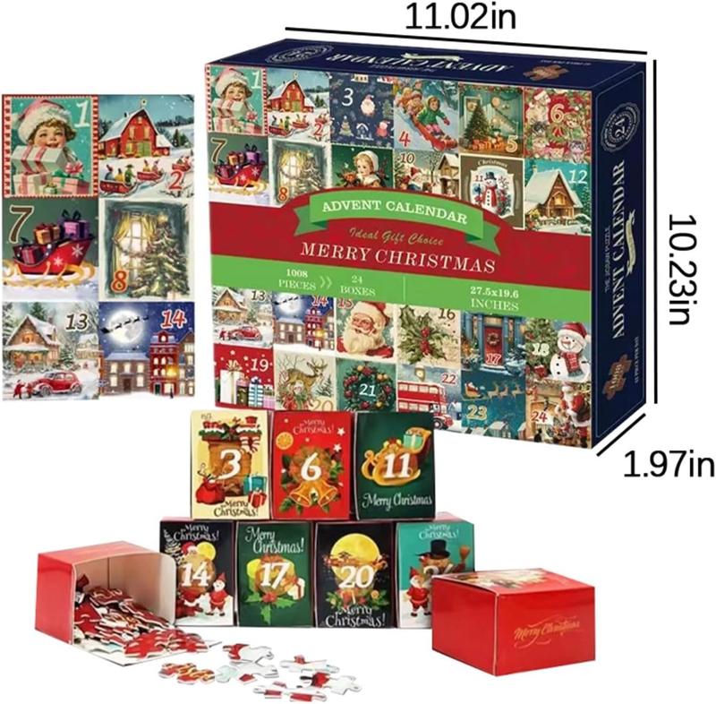 Puzzle Advent Calendar 2024,1000 Piece Puzzle for Adults Christmas Advent Calendar, 24 Days Christmas Countdown Jigsaw Puzzles Holiday Family Game Gifts