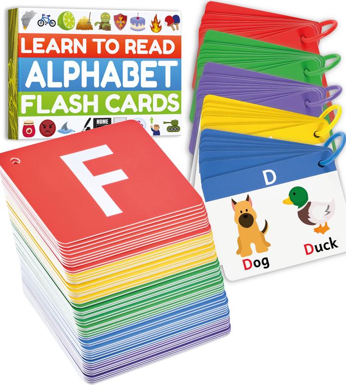 Alphabet Flash Cards - ABC Jumbo Flash Cards for Kids Ages 3-6 - Lowercase & Uppercase Letter Recognition Learning Game - Designed by Teachers