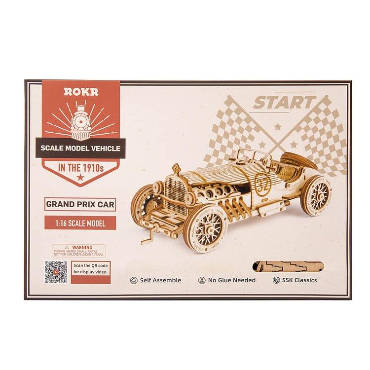 ROKR 3D Puzzle Wooden Puzzle Model Making - Car Wooden Kit - Christmas Birthday Gift for Teenagers and Adults (Grand Prix Car)