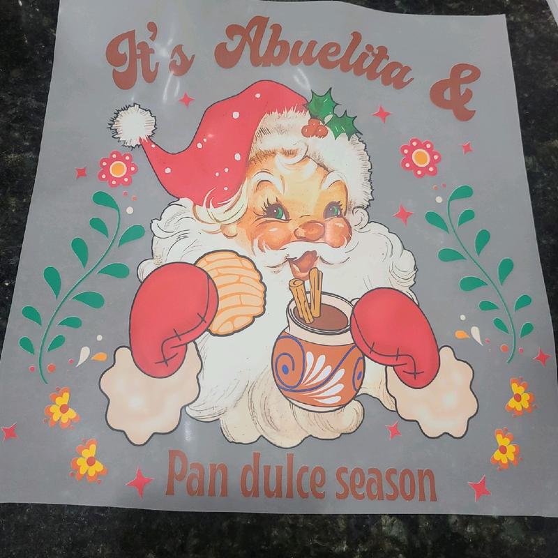 Its Abuelita y Pan dulce season, pan dulce Merry Christmas DTF heat transfer sheet